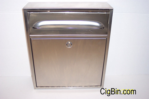 four stainless steel cigarette bins
